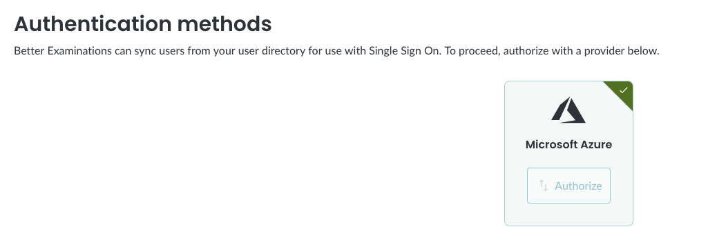 Azure Single Sign-On Authorised