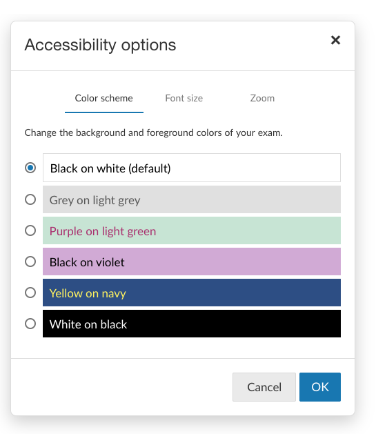 BetterExaminations Colour Scheme Accessibility Feature