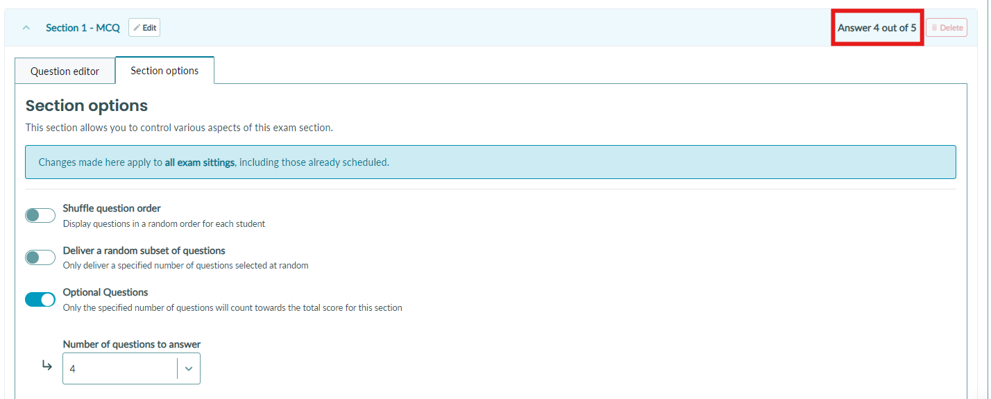Optional Questions Optional questions - BetterExaminations Documentation