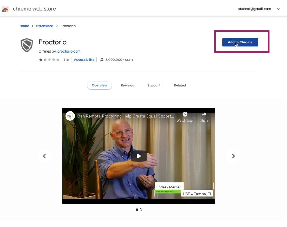 Installing Proctoring Extension from Chrome Web Store
