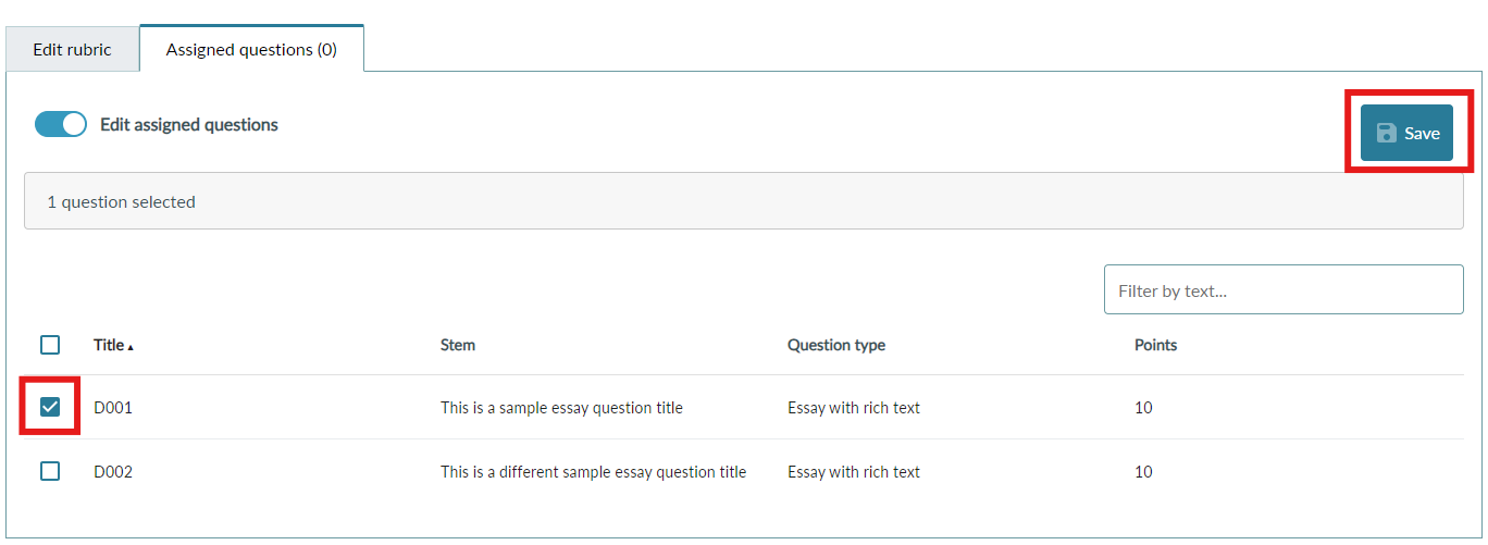 Creating and using rubrics - BetterExaminations Documentation